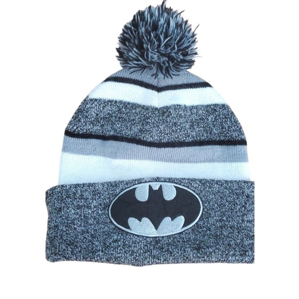 Batman DC Comics Black and Gray Knit Pom Beanie One Size